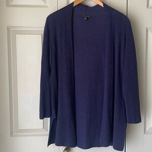 Eileen Fisher | Open Front Merino Wool Blend Cardigan. Size Small. Royal Blue.